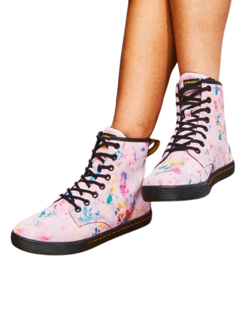Dr. Martens Sheridan Pink Confetti Suede Lace-Up Boots Women’s Size 7 - Picture 1 of 16